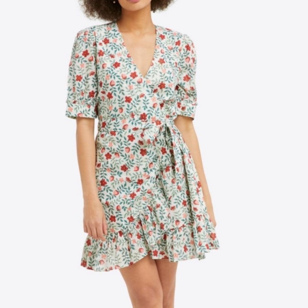 Draper James Reba Wrap Strawberry Dress Size 6